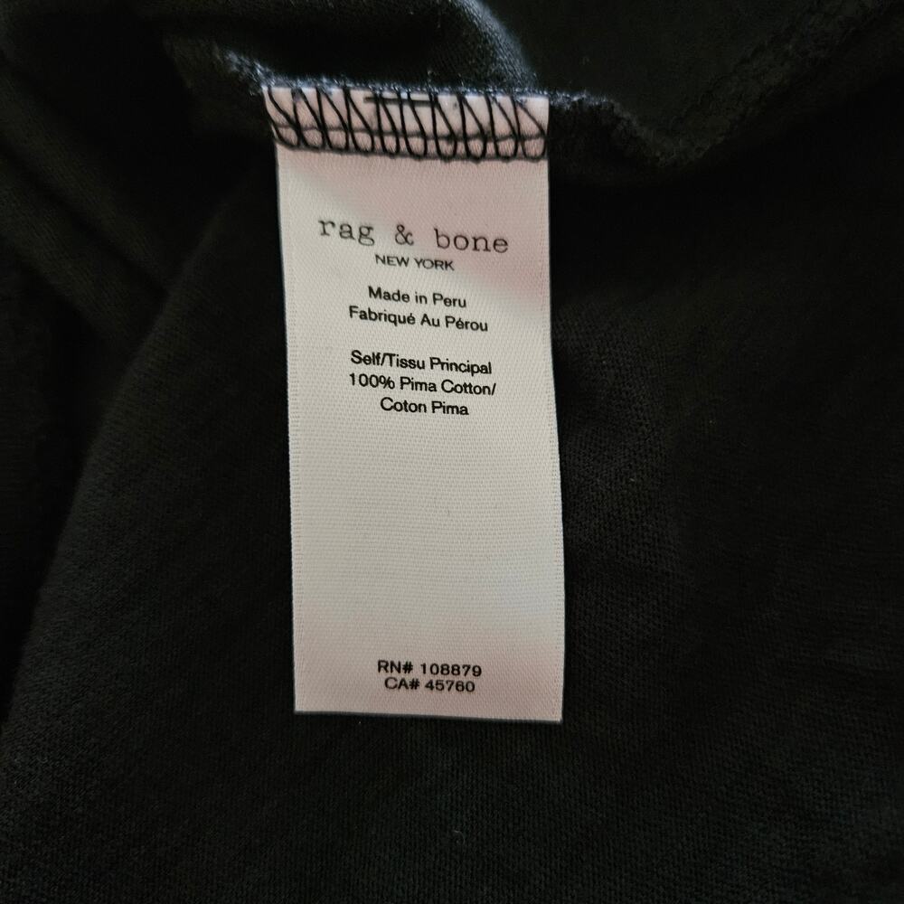 Women's Rag & Bone Black Embroidered Bouquet Logo Short Sleeve T-Shirt Medium - Picture 7 of 11